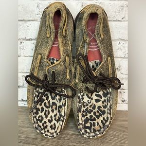 Twisted X Womens Cheetah Driving Slip On Shoe 6.5